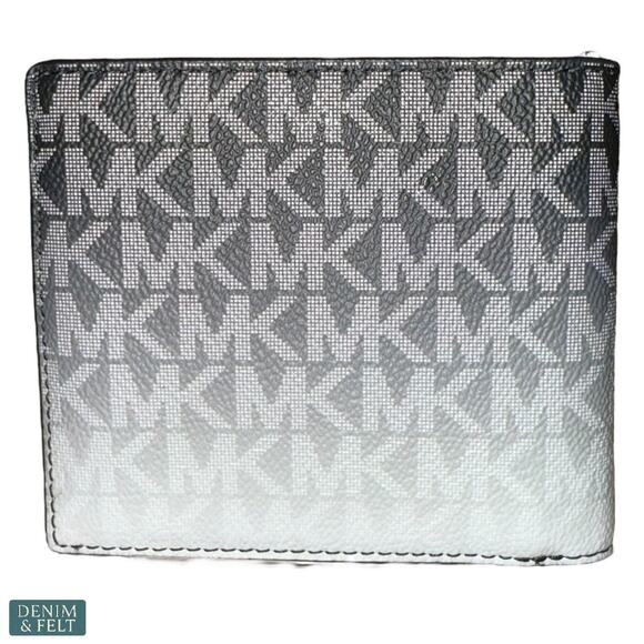 Michael Kors Cooper Ombré Signature Logo Billfold Wallet Black White NEW - Picture 7 of 7